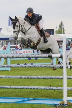 Helen Tredwell and Larksong take the top spot in the International Stairway at Devon County Show